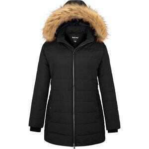 Women's Plus Size Winter Puffer Coat with Detachable Hood